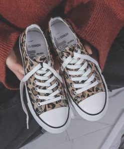 d5NFNew Leopard Print High Top Canvas Shoes Harajuku Sneakers Fashion New Lace up All match Flat
