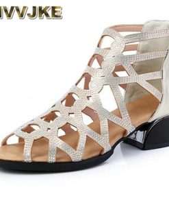 fGQ4MVVJKE New Summer Open Toe Sandals Bright Rhinestone Microfiber Cowhide Women Shoes Fashion Sandals Boots Roman