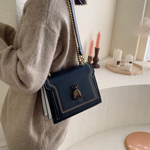 mIUVCGCBAG Luxury Brand Women Handbag 2022 New Retro Bee Female Shoulder Bag Simple High Quality Leather
