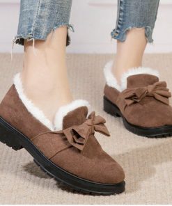 mQeVWomen Flats Shoes Casual Solid Shoes Winter New Cotton Shoes Woman Slip on Snow Boots Keep