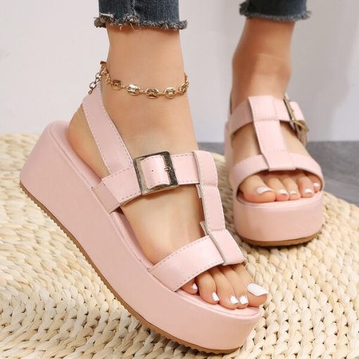 oaqp2023 Summer Woman Wedges Slippers Casual Shoes Ladies Fashion Slip On Female High Quality Sandals Woman
