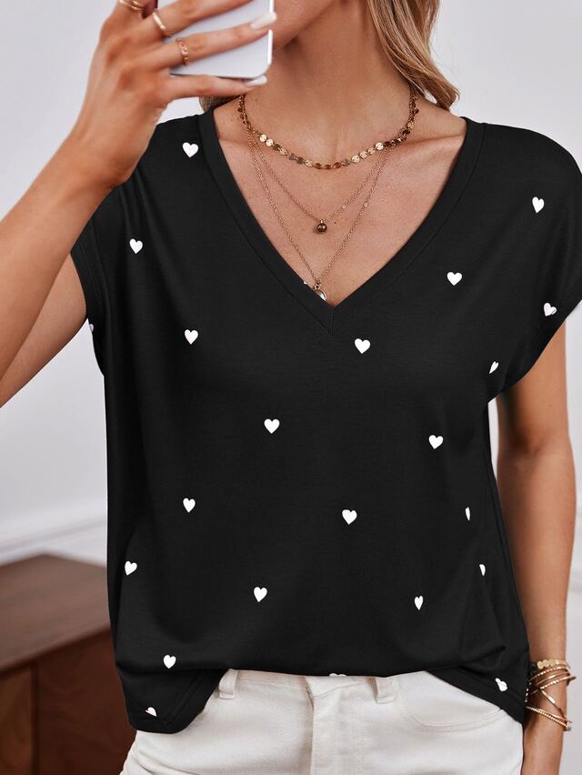 tf8rWomen V neck T shirt 3d Alphabet Fashion Y2k Streetwear Summer Short Sleeve Women s Oversized