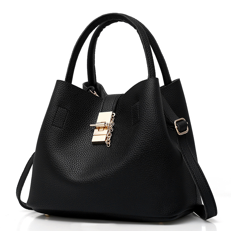yXrmWoman shoulder bag Large capacity Handbag for Women Crossbody bag Lychee pattern PU Portable bucket bag