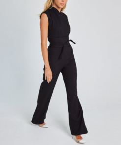 zEaKBusiness Casual V Neck Overall Jumpsuit Women Spring Solid Tie up Bow OL Outfit Romper Summer