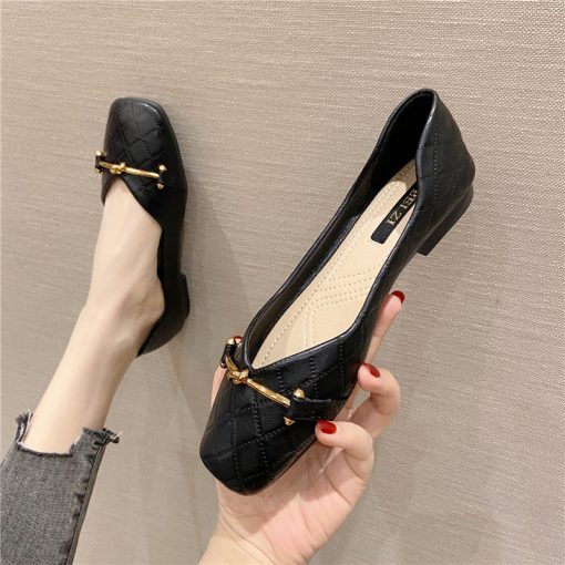 CnRsWomen Flats Solid Color Black Flat Shoes for Lady Large Size 43 44 45 46 Slip