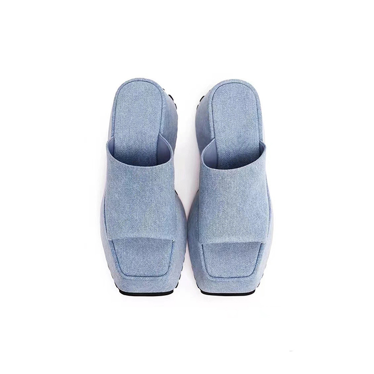 GzljDenim Thick Sole Summer Women Slippers Modern Flat With Height Increasing Leisure Casual Outside Platform Super