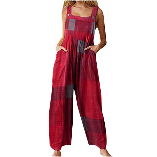 HAXkJumpsuits For Women Sexy Elegant Cotton Jumpsuit Rompers Casual Loose Wide Leg Overalls Strap Bib Pants