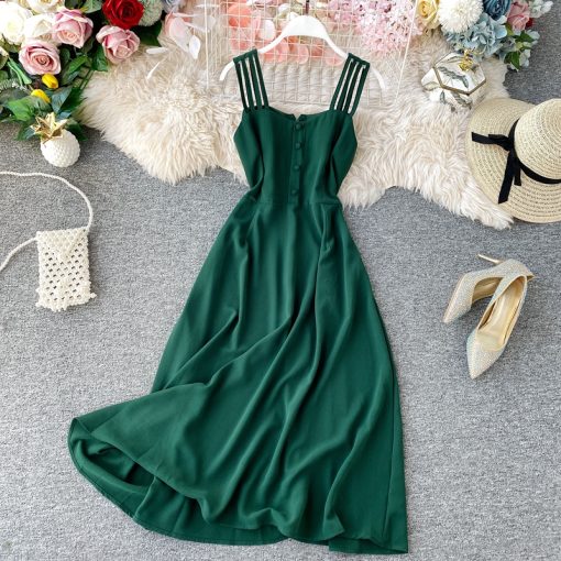 K5w92020 New Women Dress Summer Backless Dress Candy Colors Maldives Holiday Dress Female Slim Fairy Party