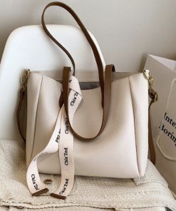 K8PlCGCBAG 2021 High Quality PU Leather Tote Bag Women Simple Shoulder Bag Female Large Capacity Shopper