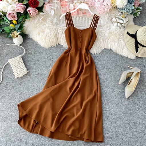 L0Ip2020 New Women Dress Summer Backless Dress Candy Colors Maldives Holiday Dress Female Slim Fairy Party