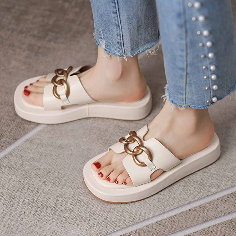 NbSoNew Brand Women Slippers Fashion Chain Sandals Casual Outdoor Slides Flip Flops Comfort Shoes BC4047