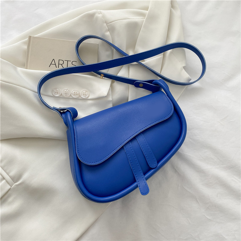 P524Fashion Saddle Bag New Small Shoulder Bags for Women 2023 High Quality Solid PU Leather Crossbody