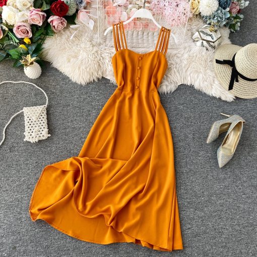 PvCo2020 New Women Dress Summer Backless Dress Candy Colors Maldives Holiday Dress Female Slim Fairy Party
