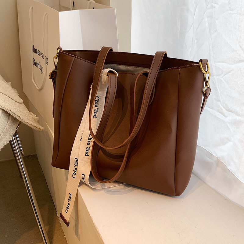 Q365CGCBAG 2021 High Quality PU Leather Tote Bag Women Simple Shoulder Bag Female Large Capacity Shopper