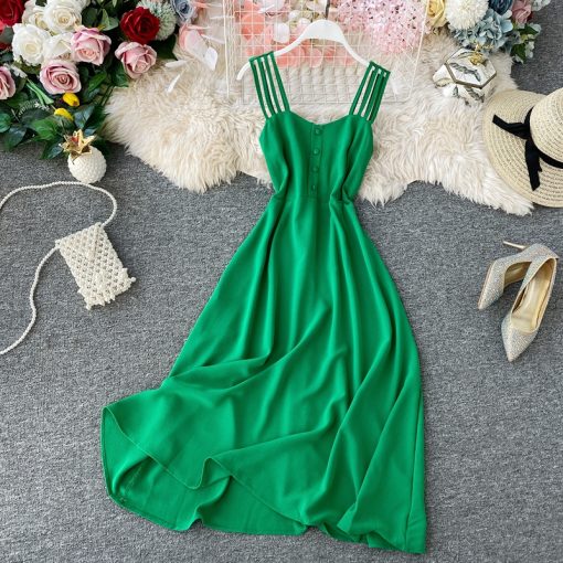 Re0M2020 New Women Dress Summer Backless Dress Candy Colors Maldives Holiday Dress Female Slim Fairy Party