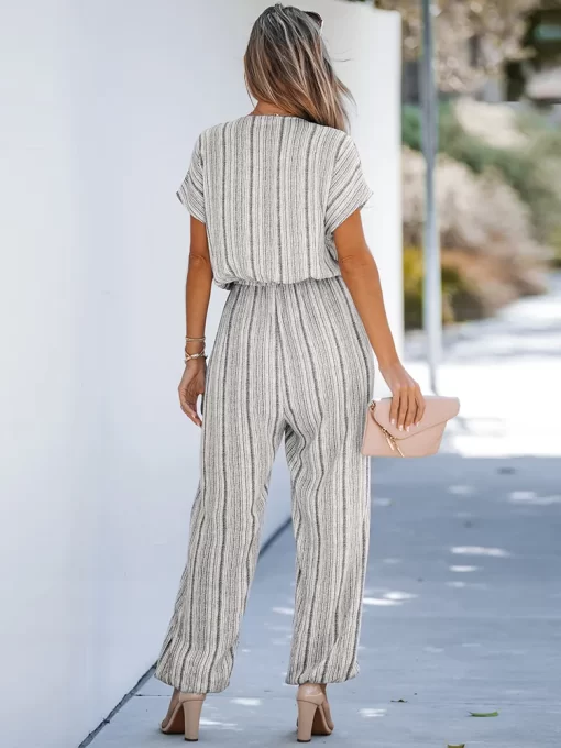 Striped Tassel Jogger Jumpsuit For Women Sexy Lace Up Short Sleeve Wide Leg Long Playsuit 2023.jpg (1)