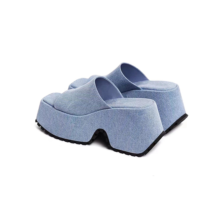 TBDvDenim Thick Sole Summer Women Slippers Modern Flat With Height Increasing Leisure Casual Outside Platform Super