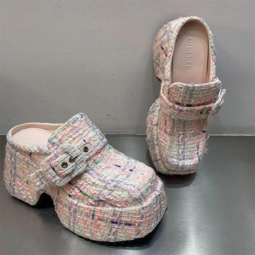 VC94Women Slippers High Heels Mules Shoes Fashion Slides Dress Sandals 2023 Summer Pumps Party Designer Flip