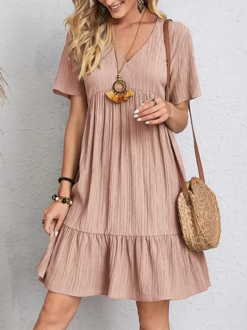 Vintage Boho Mini Dress Women Summer Fashion Loose Casual Beach Dress Female High Waist Short Sleeve.jpg (3)