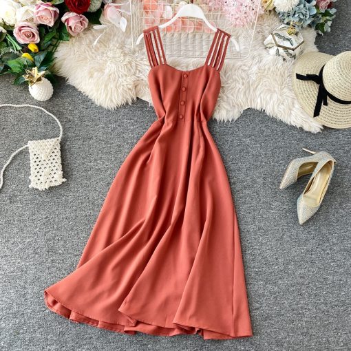 YNrf2020 New Women Dress Summer Backless Dress Candy Colors Maldives Holiday Dress Female Slim Fairy Party