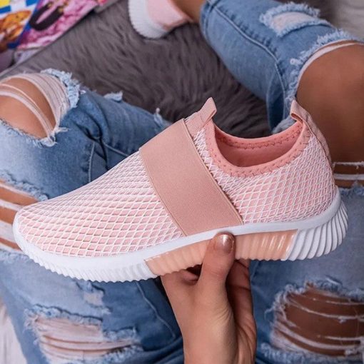 ZI5ZSneaker Women 2022 Summer Fashion Candy Color Sport Shoes Running Walking Mesh Breathable Slip On Flats