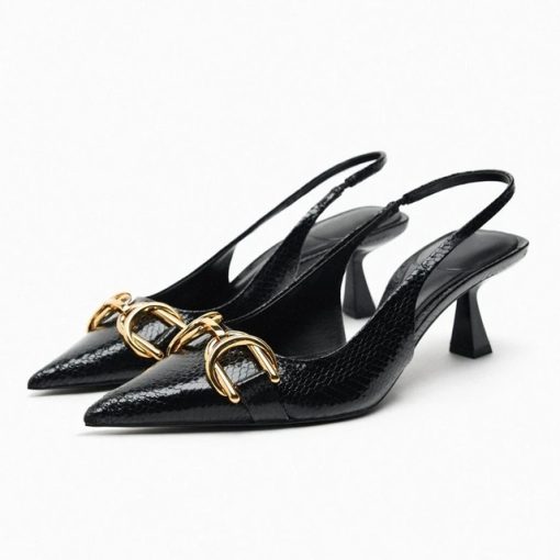 ZRGMTRAF 2023 Womens Summer Pointed Toe Heels Mesh Heeled Pumps Elegant Office Lady Slingback Shoes Female