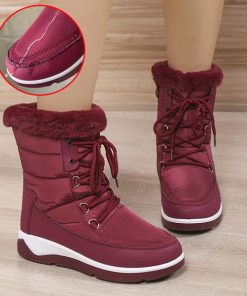 aLpCWomen s Thicken Plush Waterproof Snow Boots Platform Warm Fur Ankle Boots Woman Winter 2022 Casual