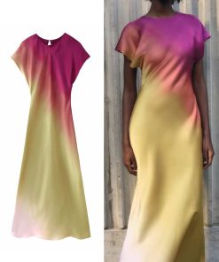 gKDaTRAF Women New Fashion Tie Dyed Long Dresses 2023 Spring Summer Elegant Sleeveless Folds Sweet Vestidos