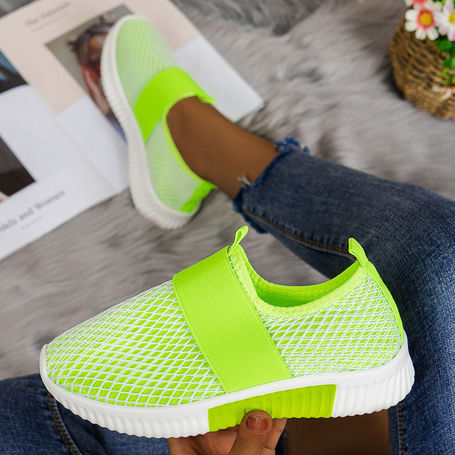 jDp3Sneaker Women 2022 Summer Fashion Candy Color Sport Shoes Running Walking Mesh Breathable Slip On Flats