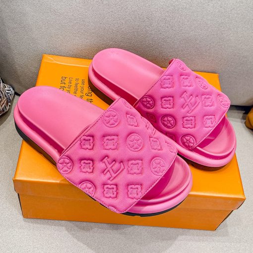 rfnaWomen Magic Tape Flat Slippers 2023 Summer New Luxury Brand Platform Sandals Ladies Height Increase Flats