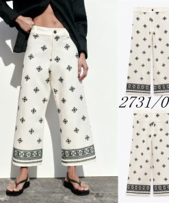 v4qESpring New Casual Pants UNIZERA Women s Commuting Loose Embroidery Decoration Linen High Waist Straight Pants
