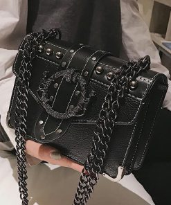 wVP7European Fashion Female Square Bag 2023 New Quality PU Leather Women s Designer Handbag Rivet Lock