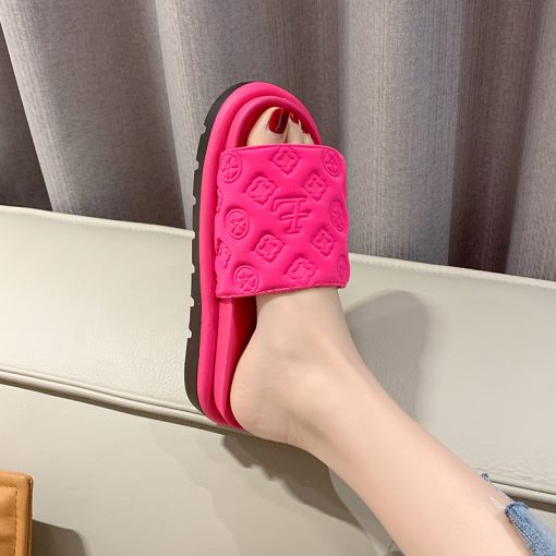 wimWWomen Magic Tape Flat Slippers 2023 Summer New Luxury Brand Platform Sandals Ladies Height Increase Flats