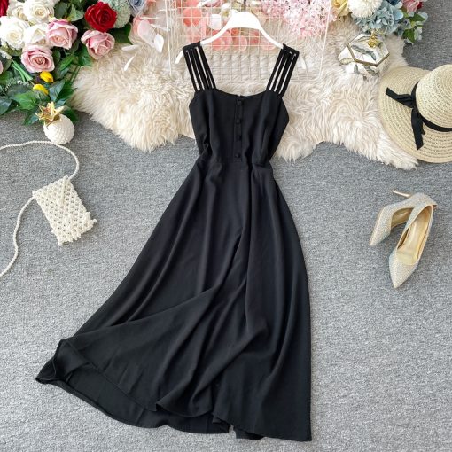 xOoQ2020 New Women Dress Summer Backless Dress Candy Colors Maldives Holiday Dress Female Slim Fairy Party