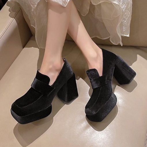 TovFChunky Mary Janes Shoes Women Platform High Heels Sandals Designer Sexy Pumps Square Toe Casual Walking