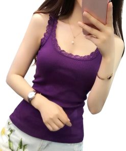 YdJSNewest Summer Girl Women Lace Top Tank Cotton Camisole Cami Shirt Ladies Sexy Slim Vest Tops