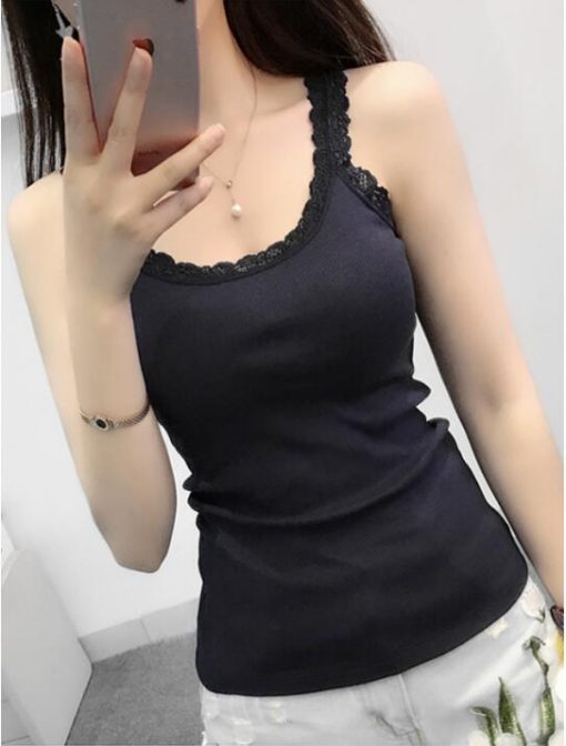 jDRINewest Summer Girl Women Lace Top Tank Cotton Camisole Cami Shirt Ladies Sexy Slim Vest Tops