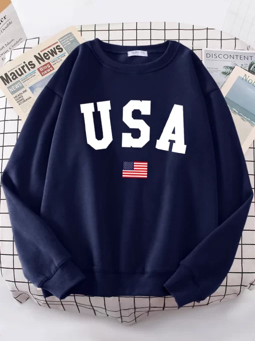 1uOOUsa American Flag Patriotic Street Hoody Women simple Oversize Sweatshirt Street All match Clothing Hipster S
