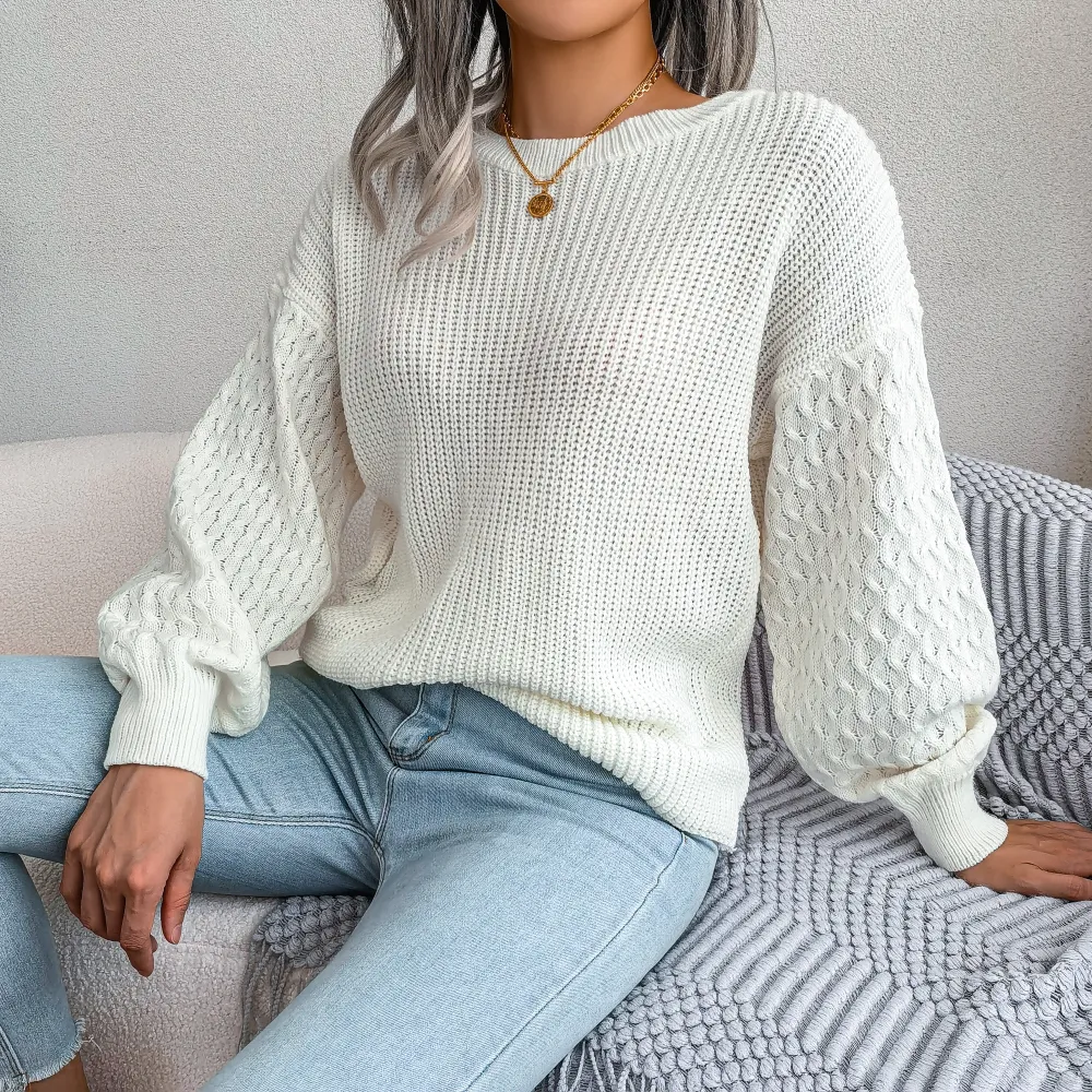 2GbBWomen Casual Lantern Long Sleeve Knitted Pullovers And Sweaters Autumn Winter 2023