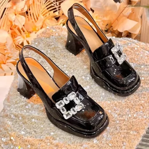 3RQJLuxury Crystal Women High Heels Mary Jane Shoes Chunky Sandals Summer 2023 New Designer Platform Lolita