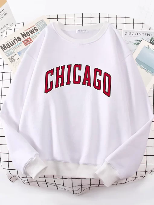 3kzUAmerican City Chicago Hoodies Women simple S XXL Hoodie Loose Street High Quality Sweatshirt hip hop