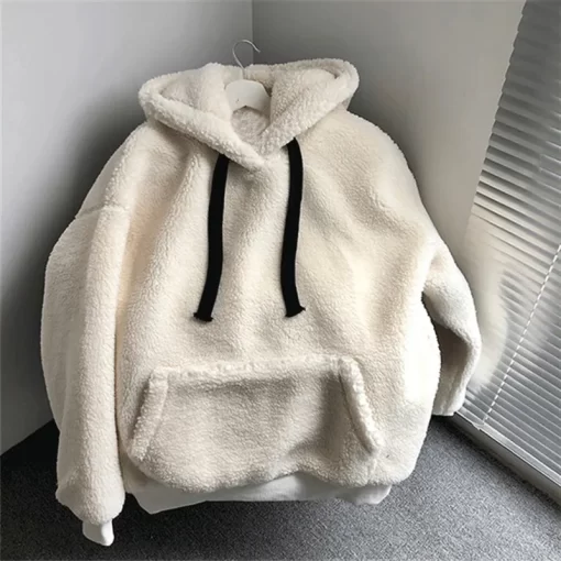 501LSweatshirts Hoodies Women Autumn Winter Plush Warm Fluffy Hoodies Loose Thick Hoodie Tops 2022 Harajuku Korean