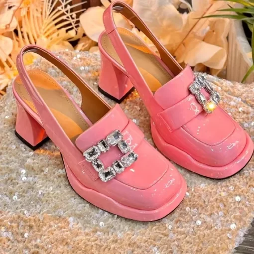 54qLLuxury Crystal Women High Heels Mary Jane Shoes Chunky Sandals Summer 2023 New Designer Platform Lolita