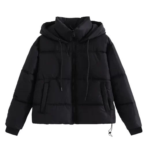571qWomen Winter Coat Vintage Loose Hooded Cotton Padded Jackets Fashion Warm Thick Parkas Female Outerwear Casual