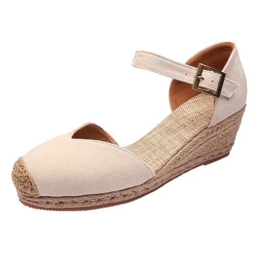 5sYlPlus Size 34 43 Espadrilles Wedge Sandals Shoes for Women Summer Canvas High Heels Platform Rope