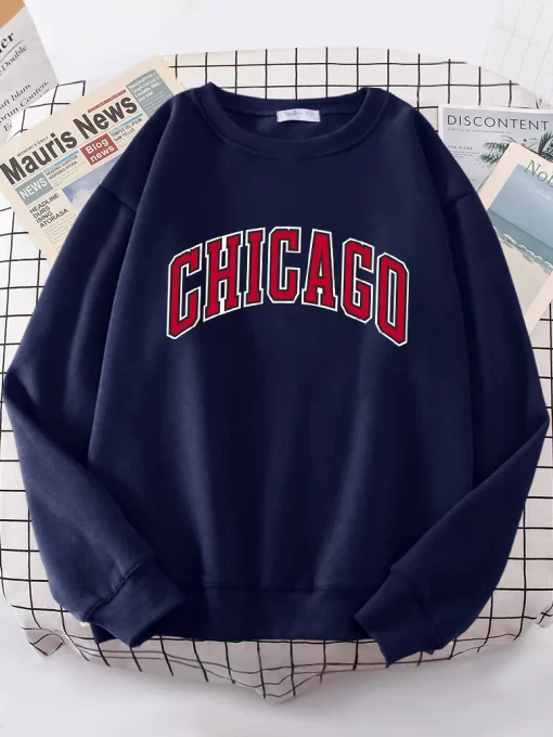 6PJ6American City Chicago Hoodies Women simple S XXL Hoodie Loose Street High Quality Sweatshirt hip hop