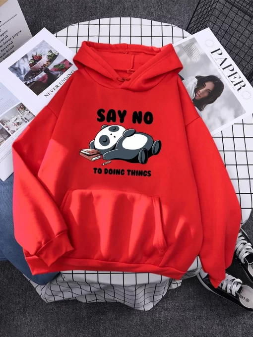 6ubEHoody Sleeping Panda Says No Printing New Womens Hoodie Oversized Warm Female Hoodies Streetwear Fashion Sweatshirts