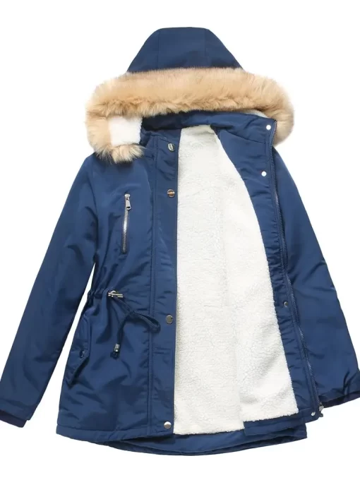 7EMq2023 Women Hooded Thickened Winter Cotton jacket Fashion Removable Hat Outwear Pleated Fleece Coats Pockets Medium