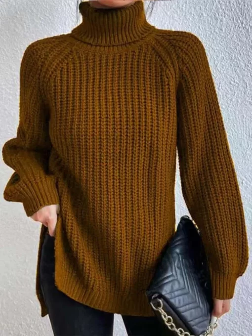 8XOaOversized Knitted Sweater Women Autumn Winter Casual Turtleneck Pullover Female Fashion Elegant Solid Color Jumper Warm