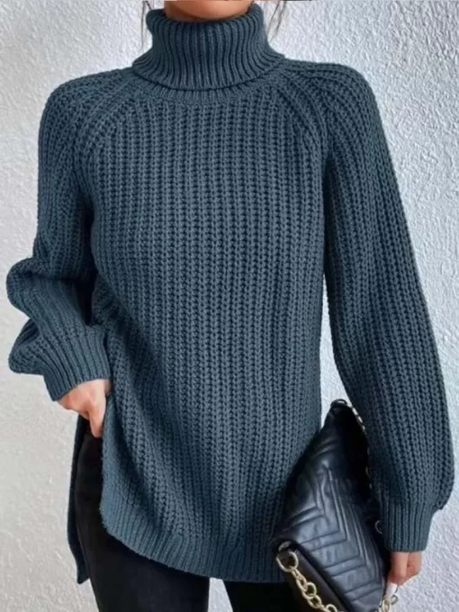 9S4VOversized Knitted Sweater Women Autumn Winter Casual Turtleneck Pullover Female Fashion Elegant Solid Color Jumper Warm